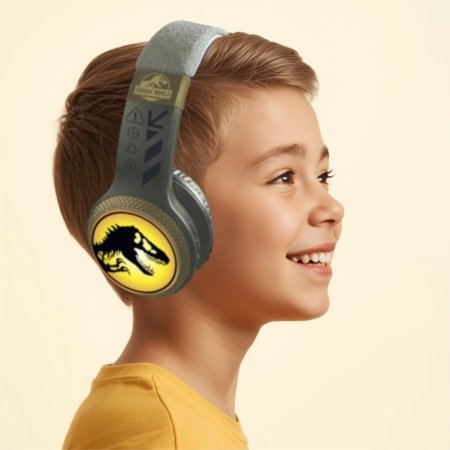 JURASSIC WORLD šviečiančios Bluetooth ausinės, HMJW-BTLI-TREX 