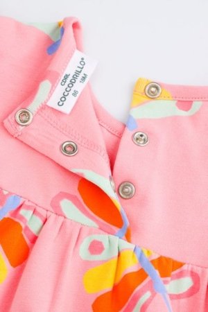 COCCODRILLO suknelė trumpomis rankovėmis TROPICAL STORY GIRL NEWBORN, rožinė, WC5129201TGN-033-086, 86 cm 