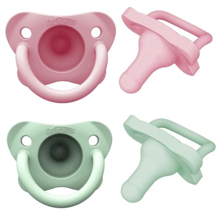 DR. BROWNS vientisas silikoninis čiulptukas, 0-6 mėn., 2 vnt., Pink/green, PS12007-INTL 