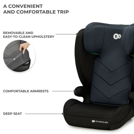 KINDERKRAFT automobilinė kėdutė I-SPARK 2 PLUS I-SIZE, 100-150 cm., Black, KCISPA02BLKPL00 