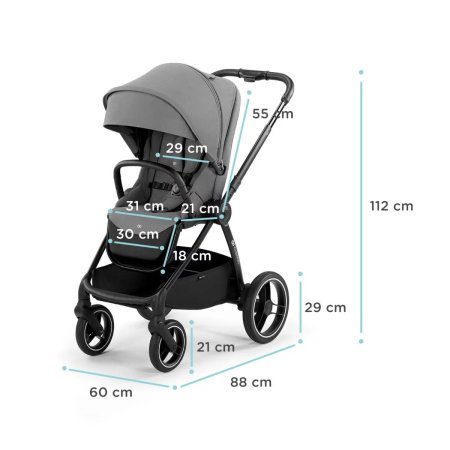 KINDERKRAFT universalus vežimėlis 2in1 NEA platinium grey, KSNEA000GRY2000 