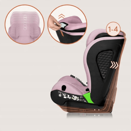 LIONELO automobilinė kėdutė NEAL I-SIZE, 100-150 cm., Pink lilac 