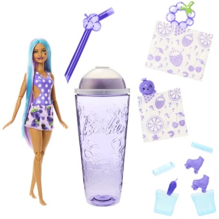 BARBIE Pop Cutie Reveal lėlės rinkinys, vaisių sulčių serija vynuogė, HNW44 HNW44