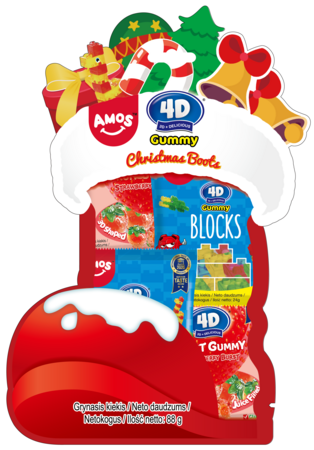 AMOS guminukai CHRISTMAS SOCK, 88 g., MIX1649     