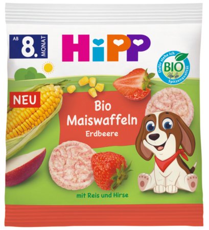 HiPP ekologiški paplotėliai su braškėmis, nuo 8 mėn., 23 g., 30951 