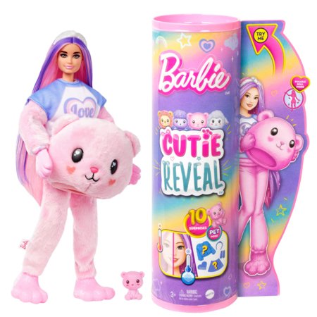 BARBIE Cutie Reveal lėlė marškinėlių serija meškutė, HKR04 HKR04