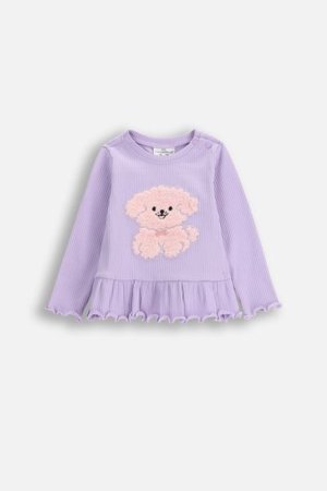 COCCODRILLO marškinėliai HAPPY PUPPY GIRL NEWBORN, violetiniai, ZC5143103HGN-016-086, 86 cm 
