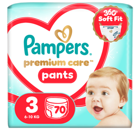 PAMPERS sauskelnės-kelnaitės Premium Care, 3 dydis 6-10kg, 70 vnt., 80895105 