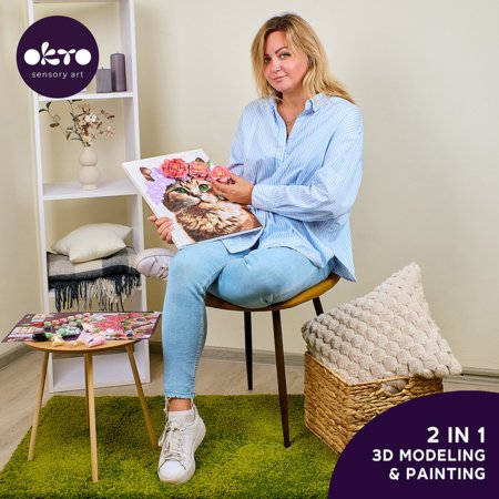 OKTO 3D modeliavimo ir tapybos rinkinys Katė gėlių vainike, 30010 