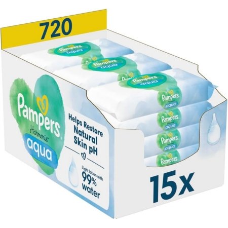 PAMPERS drėgnos servetėlės kūdikiams Harmonie Aqua, 15x48 vnt., 81773414 