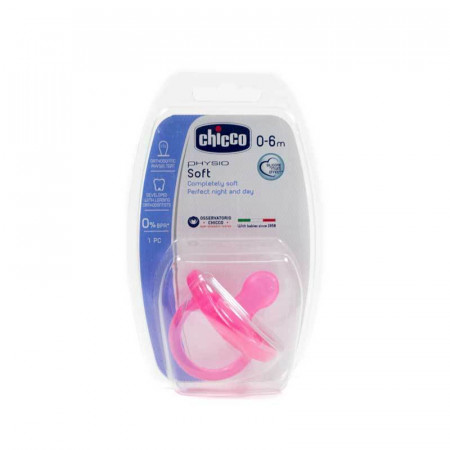CHICCO silikoninis čiulptukas, pink, 0-6 mėn. 8058664051854