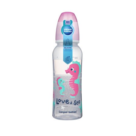 CANPOL BABIES siauro kaklelio buteliukas LOVE&SEA, 250 ml, 59/400 59/400