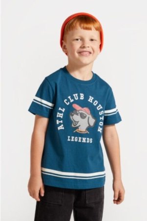 COCCODRILLO marškinėliai trumpomis rankovėmis ACADEMY BOY KIDS, mėlyni, ZC4143202ABK-014-098, 98 cm 