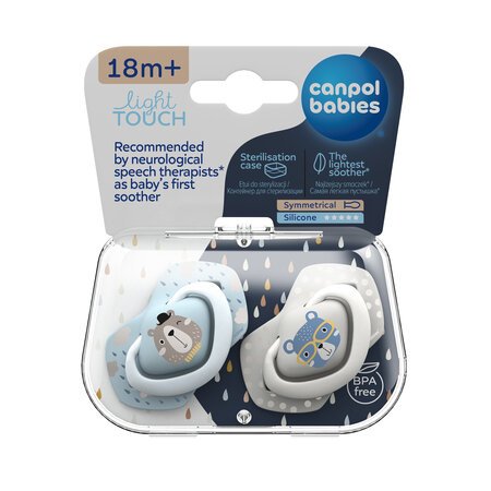 CANPOL BABIES silikoninis simetrinis čiulptukas BONJOUR PARIS, 18 mėn.+, 2 vnt., 22/649_blu 22/649_blu