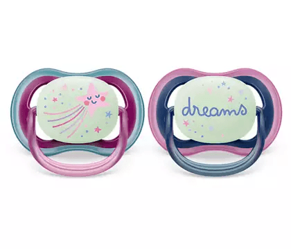 PHILIPS AVENT čiulptukai Ultra Air Night, 6-18 mėn., 2vnt., girls, SCF376/14 