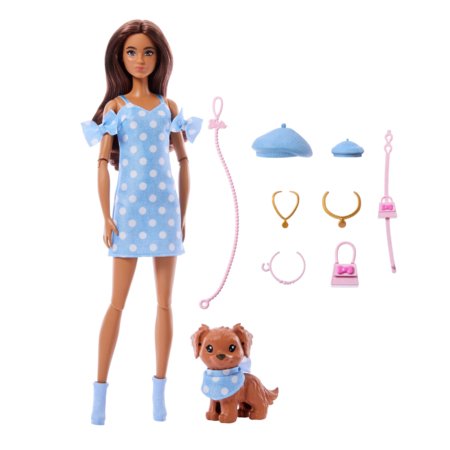 BARBIE Twinning Looks tamsiaplaukės lėlės ir šunelio rinkinys, JFP38 