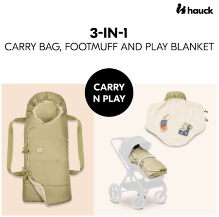 HAUCK vokelis į vežimėlį 3in1 CARRY N PLAY, Teddy fleece/Green, 530061 