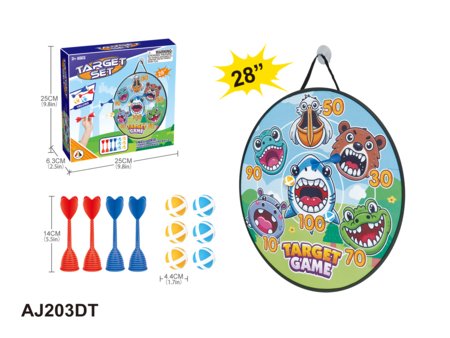 AO JIE taikinio rinkinys su 4 strėlytėmis ir 6 kamuoliukais, 28", AJ203DT 