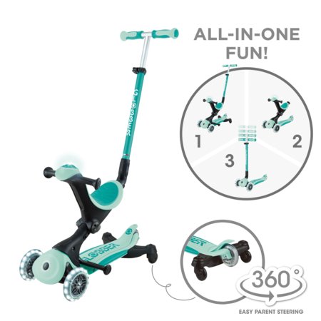 GLOBBER paspirtukas Go Up Deluxe Lights 360°, mėtinis-pistacinis, 699-306 