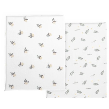 CHICCO paklodės su guma lopšiukui NEXT2ME, 50x83 cm., 2 vnt., Greenery 