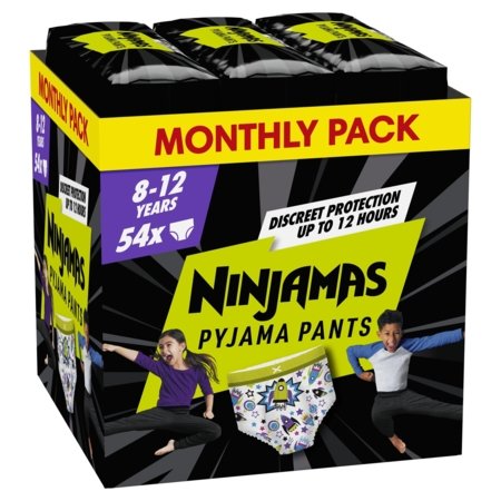 PAMPERS pižaminės kelnaitės NINJAMAS Space, 8 dydis, 27-43kg, 54 vnt., 80756320 