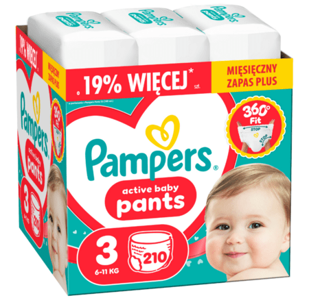 PAMPERS sauskelnės-kelnaitės Pants Monthly, 3 dydis, 6-11kg, 214 vnt., 80894759 