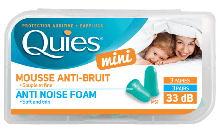 QUIES apsauginiai mini ausų kištukai iš poliuretano putos (tinka vaikams), 3 poros  