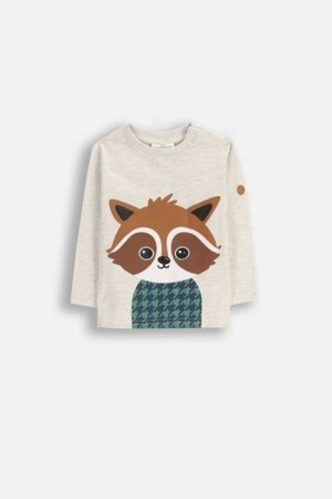COCCODRILLO marškinėliai FOREST FRIENDS BOY NEWBORN, pilki, ZC5143101FBN-019-080, 80 cm 