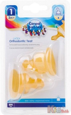 CANPOL BABIES žindukas lateksinis ortodontinis lėtas, 3 mėn+, 2vnt., 23/101 23/101