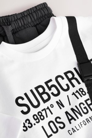 NEXT marškinėliai trumpomis rankovėmis, šortai ir rankinukas, AG3518 140