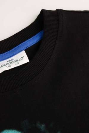 COCCODRILLO marškinėliai trumpomis rankovėmis MONOCHROME BOY JUNIOR, juodi, WC5143208MBJ-021-164, 164 cm 