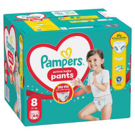 PAMPERS sauskelnės-kelnaitės Pants, 8 dydis, 17+kg, 64 vnt., 80894804 