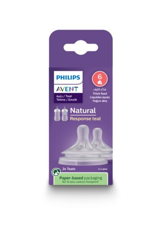 Philips Avent maitinimo buteliuko silikoninis žindukas tirštam maistui Natural Response,  6 mėn+, 2 vnt., SCY966/02 