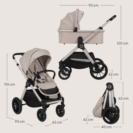 LIONELO universalus vežimėlis LAYLA 3in1, Beige sand, LO-LAYLA 3IN1 
