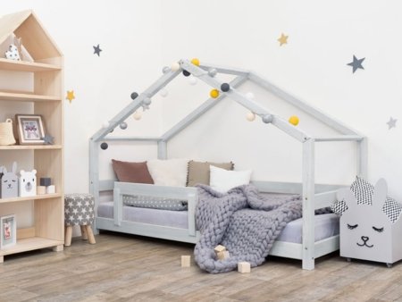 BENLEMI vaikiška lova-namelis LUCKY, 90x180 cm., Light grey, 7893/90X180-SVS 