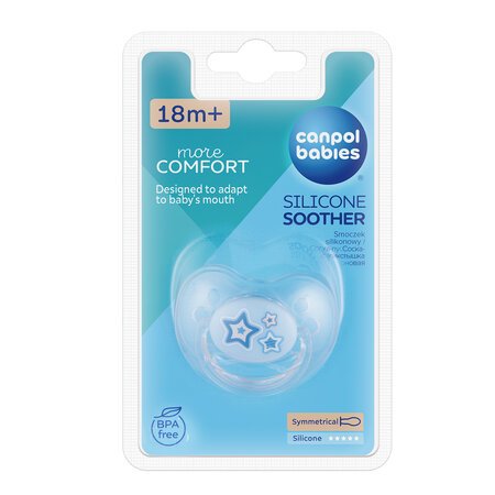 CANPOL BABIES silikoninis čiulptukas NEWBORN BABY, 18 mėn.+, 22/582_blu 