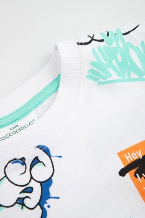 COCCODRILLO marškinėliai trumpomis rankovėmis, balti, WC6143201RBJ-001-140, 140 cm 