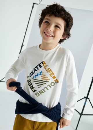 MAYORAL marškinėliai ilgomis rankovėmis 7C, kreminiai, 7.086-34, 167 cm 