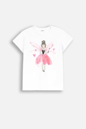 COCCODRILLO marškinėliai EVERYDAY GIRL A, balti, ZC4143202VGA-001-152, 152 cm