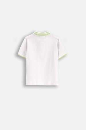 COCCODRILLO marškinėliai trumpomis rankovėmis MONOCHROME BOY NEWBORN, balti, WC5143601MBN-001-086, 86 cm 