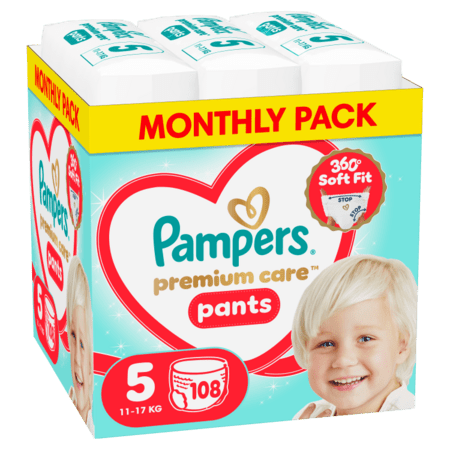 PAMPERS sauskelnės-kelnaitės Premium Pants Monthly, 5 dydis, 11-17kg, 108 vnt., 80894762 