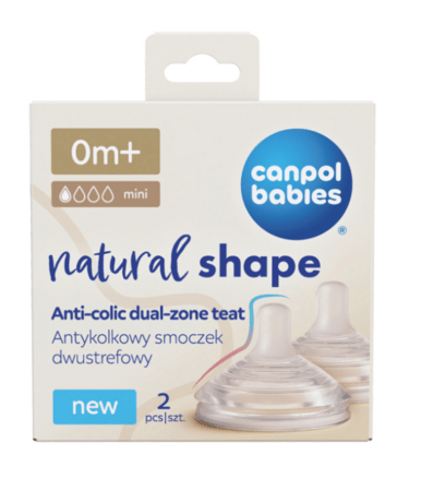 CANPOL BABIES žindukas NATURAL SHAPE Anti-colic, labai lėto pratekėjimo, 0m+, 2 vnt., 21/750 