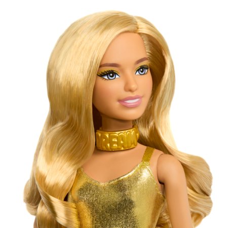 BARBIE madistė aukso spalvos kostiumu , HRH19 