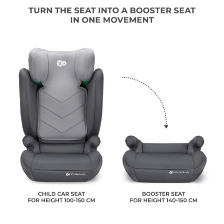 KINDERKRAFT automobilinė kėdutė I-SPARK 2 PLUS I-SIZE, 100-150 cm., Grey, KCISPA02GRYPL00 