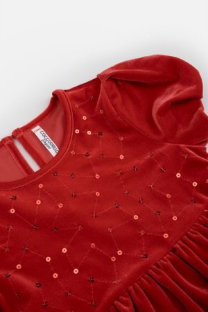 COCCODRILLO suknelė trumpomis rankovėmis ELEGANT JUNIOR GIRL, raudona, ZC3129201EJG-009-128, 128cm 