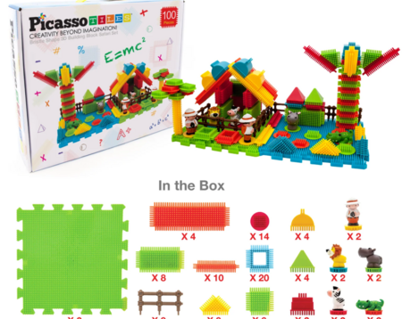 PICASSO TILES Magnetinis konstruktorius HedgeHog blocks Safari 100 det., PTB100-SAFARI 