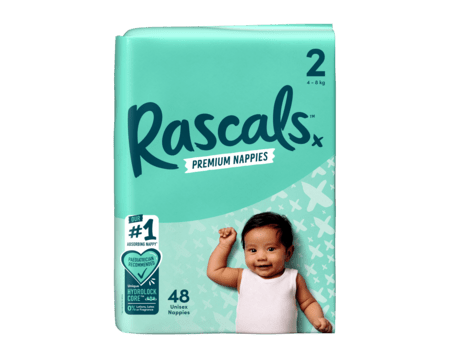 RASCAL  sauskelnės 2 dydis, 4-8 kg, 48 vnt., 93222 