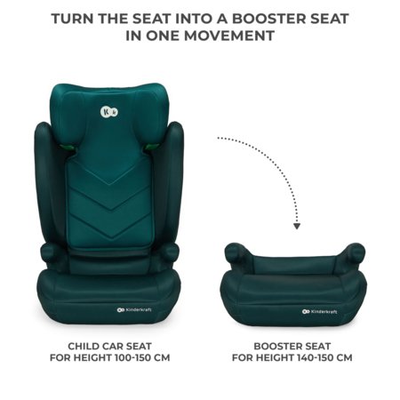 KINDERKRAFT automobilinė kėdutė I-SPARK 2 PLUS I-SIZE, 100-150 cm., Green, KCISPA02GREPL00 