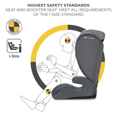 KINDERKRAFT automobilinė kėdutė I-SPARK 2 PLUS I-SIZE, 100-150 cm., Grey, KCISPA02GRYPL00 