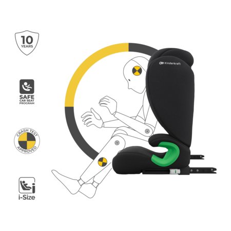 KINDERKRAFT automobilinė kėdutė JUNIOR FIX 2 PLUS, 100-150 cm., Black, KCJUFI20BLKPL0N 